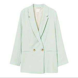 H&M Double Breasted Blazer - Mint Green